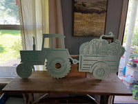 Load image into Gallery viewer, Tractor wagon with pumpkins SVG
